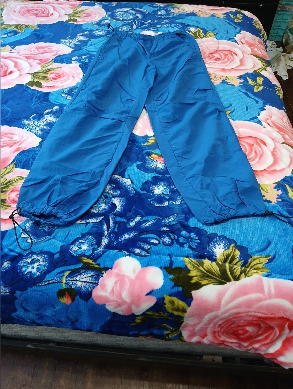Blue Drawstring Windbreaker Pants
